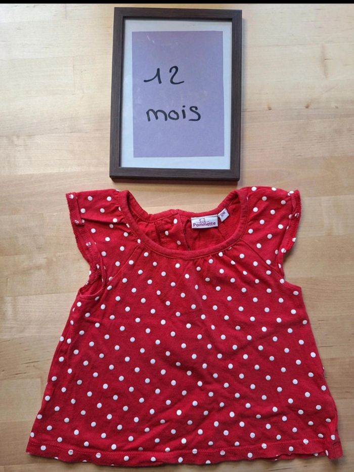 T-shirt manches courtes pour Fille taille 12mois marque pommette très bon état