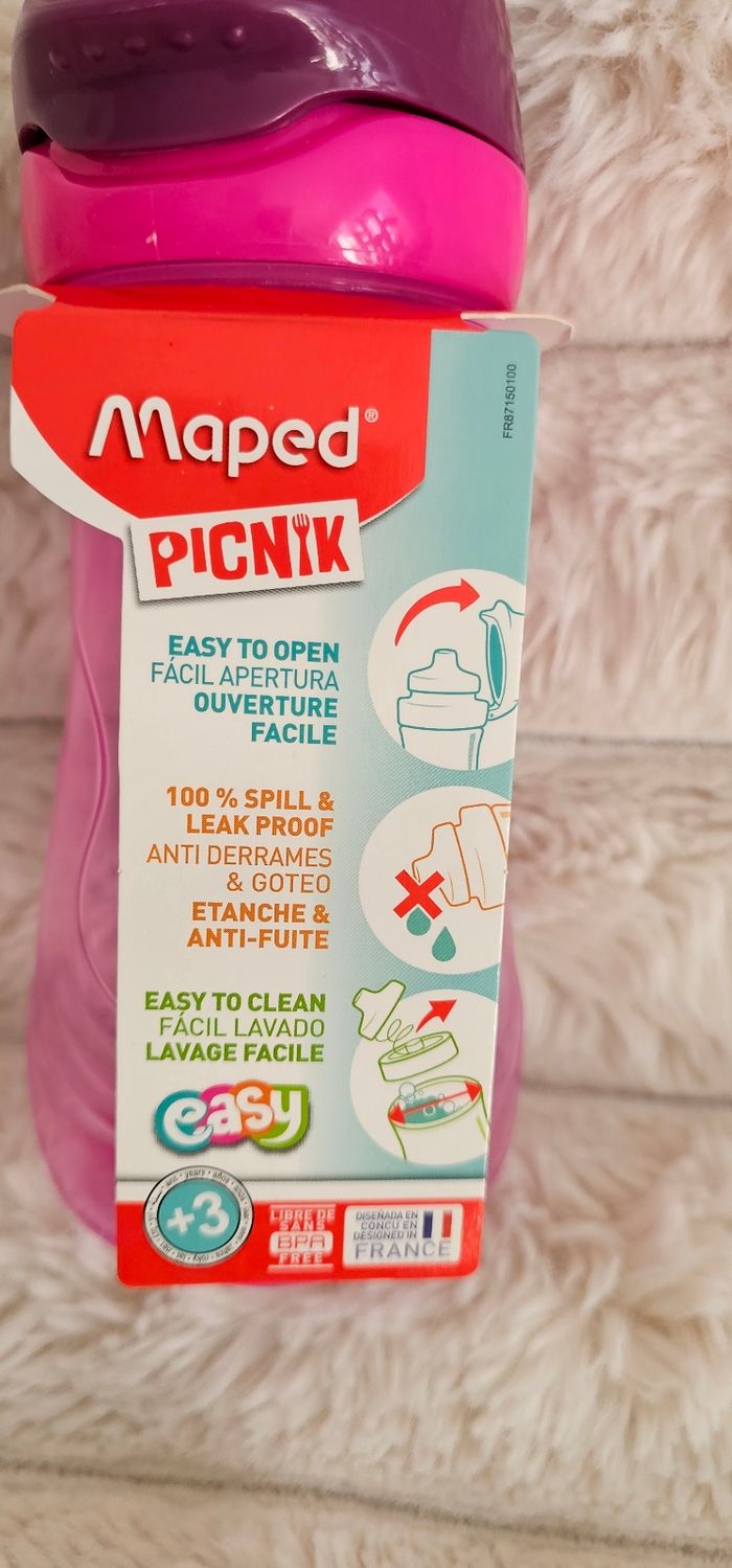 Gourde anti fuite Maped rose Neuf - photo numéro 2