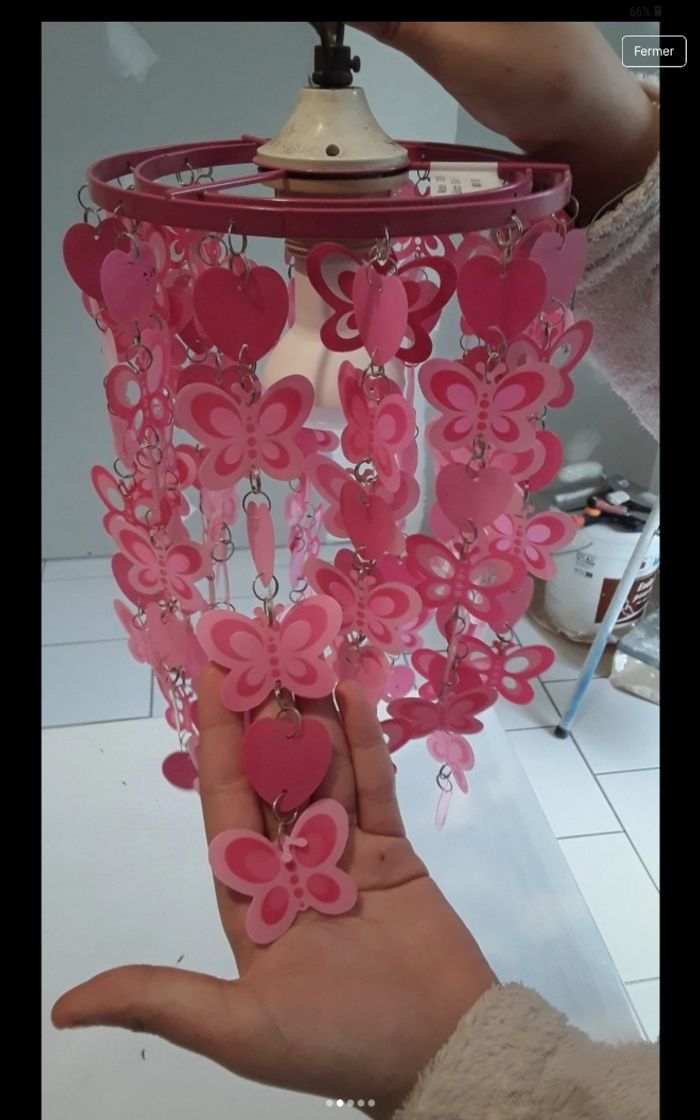 Suspension rose coeur papillon - photo numéro 2