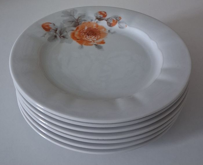 Lot de 7 assiettes à dessert vintage blanches et au décor fleuri - photo numéro 3