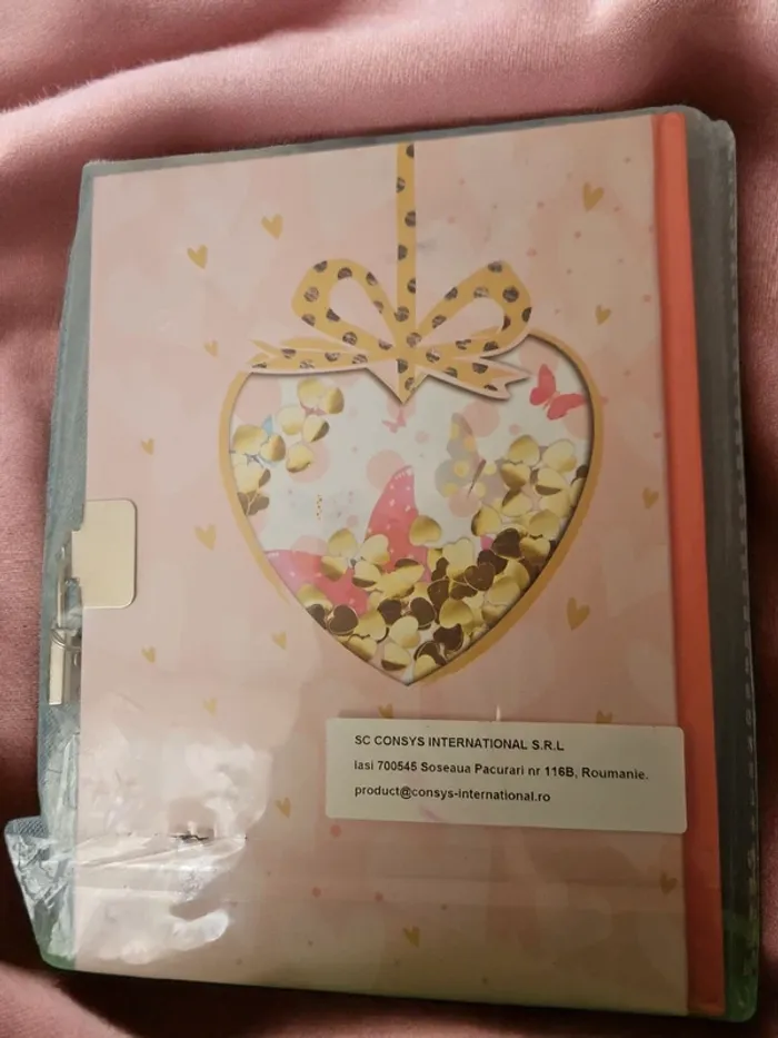 Carnet rose journal intime cœur paillettes neuf sous blister - photo numéro 2