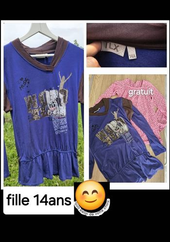 1 tee shirt manche longue 14 ans + 1 gratuit fille