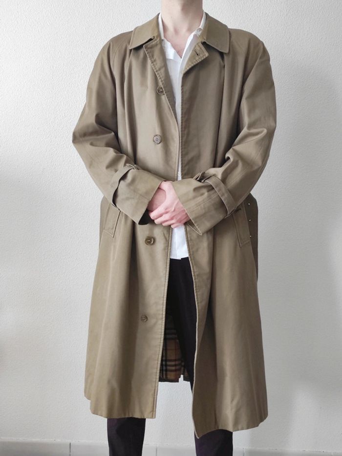 Manteau long trench kaki vintage / Burberry - 42/XL à 44/XXL - photo numéro 2