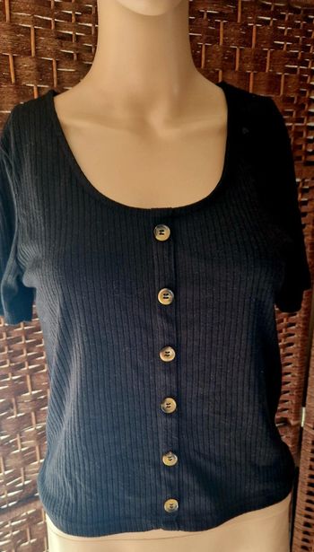 Top à boutons devant manches courtes taille L