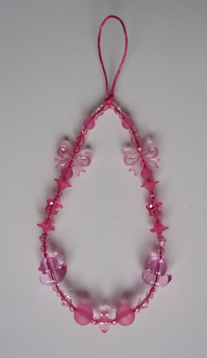 Cordon bracelet déco pour portable canard rose fuchsia