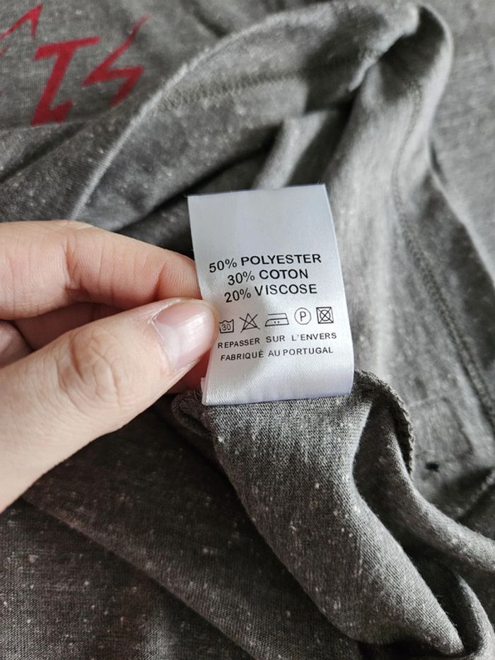 T-shirt à manches longues femme - Taille M / 38 - Studio - Gris imprimé rose - photo numéro 5