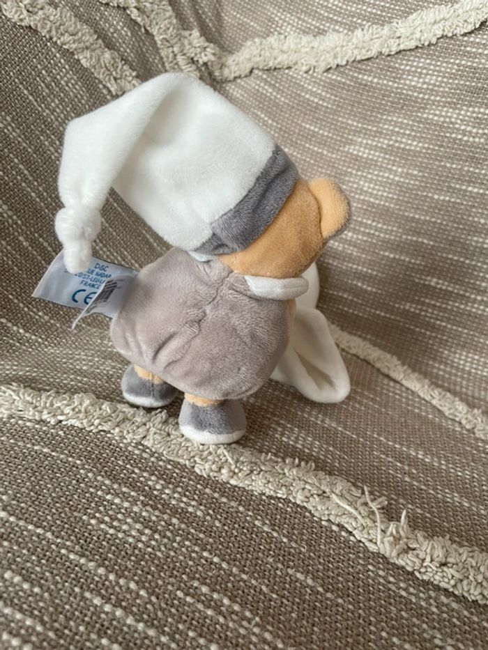 Peluche doudou mouchoir phosphorescent 16cm babynat ours beige marron blanc parfait état - photo numéro 3