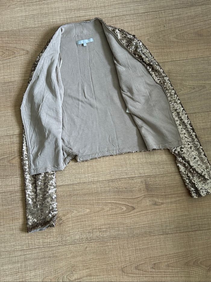 Veste courte dorée en sequins Etam taille française 36 jamais portée - photo numéro 9