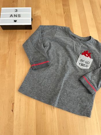 T-shirt manches longues gris Gémo 3 ans printemps