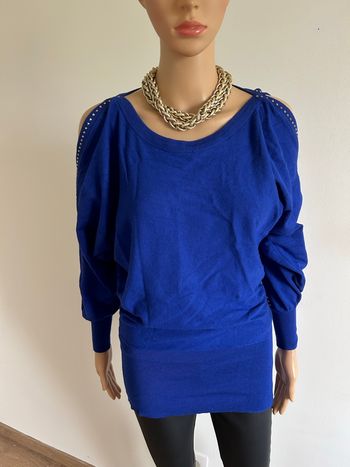 Pull bleu avec strass Enzoria taille unique jamais porté