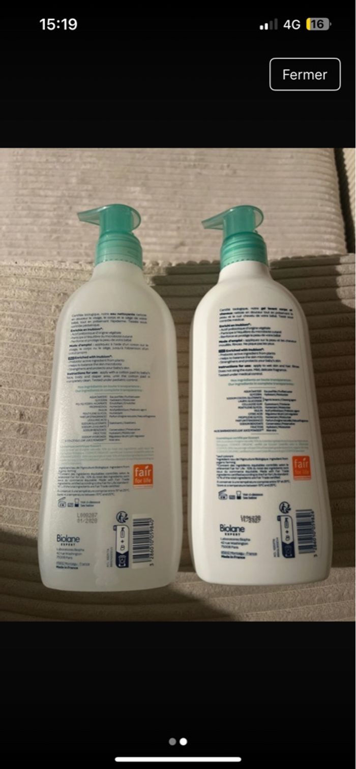 Gel lavant et eau nettoyante Biolane bio - photo numéro 2