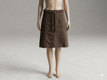 Jupe marron avec ceinture Longueur 50 cm Taille 38 CACHE CACHE