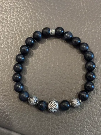 Bracelet en pierres véritables et perles acier inoxydable