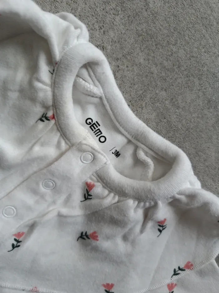 Body col chemise fleurs roses 3 mois Gémo - photo numéro 3