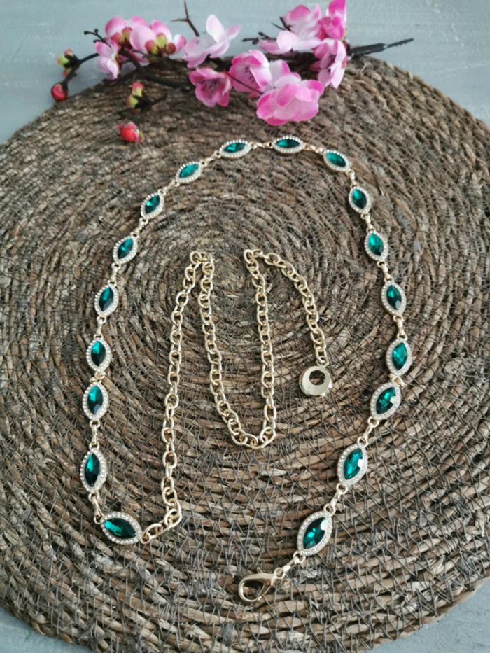 Ceinture Métal femme dorée et verre