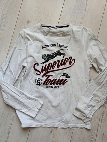 T shirt manche longue blanche imprime 