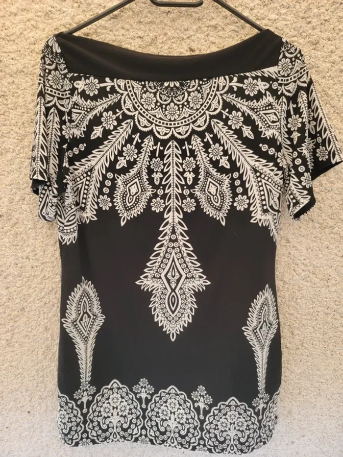 Robe tunique noir et blanche vintage tick élégant old money gothique - photo numéro 2