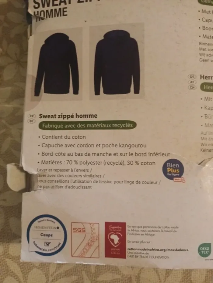 Sweat zippé homme taille xl - photo numéro 2