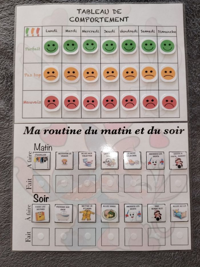 Ma routine du matin et du soir plus fiche comportement
