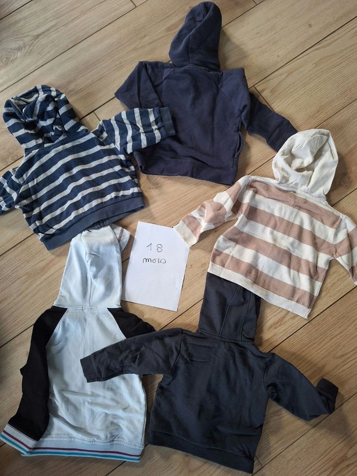 Lot vestes zippée à capuche 18 mois garçon - photo numéro 3