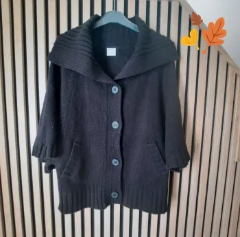 Veste chaude gilet cardigan noir Camaïeu T 38