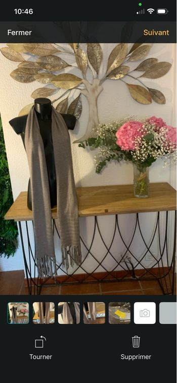 Écharpe longue en laine,taupe à frange douce, chaude et élégante