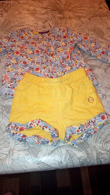 Ensemble short jaune 6 mois sergent major
