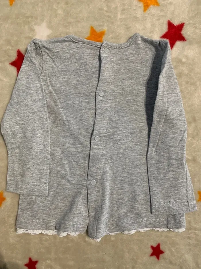 Ensemble Rentrée Tissaia T-shirt Gris à Dentelle & Pantalon Bleu Marine 9 Mois - photo numéro 4