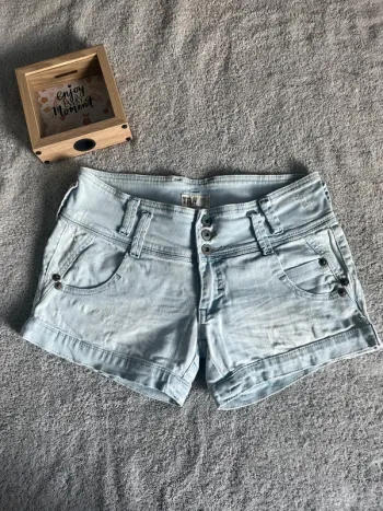 Short en Jean Ykk Taf Denim Rules Taille 40 – Bleu Clair Délavé, Coupe Classique – Casual & Bohème