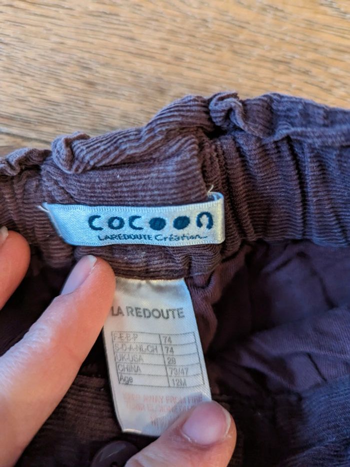 Ensemble bodie à col pantalon velours cocoon 12 mois - photo numéro 3