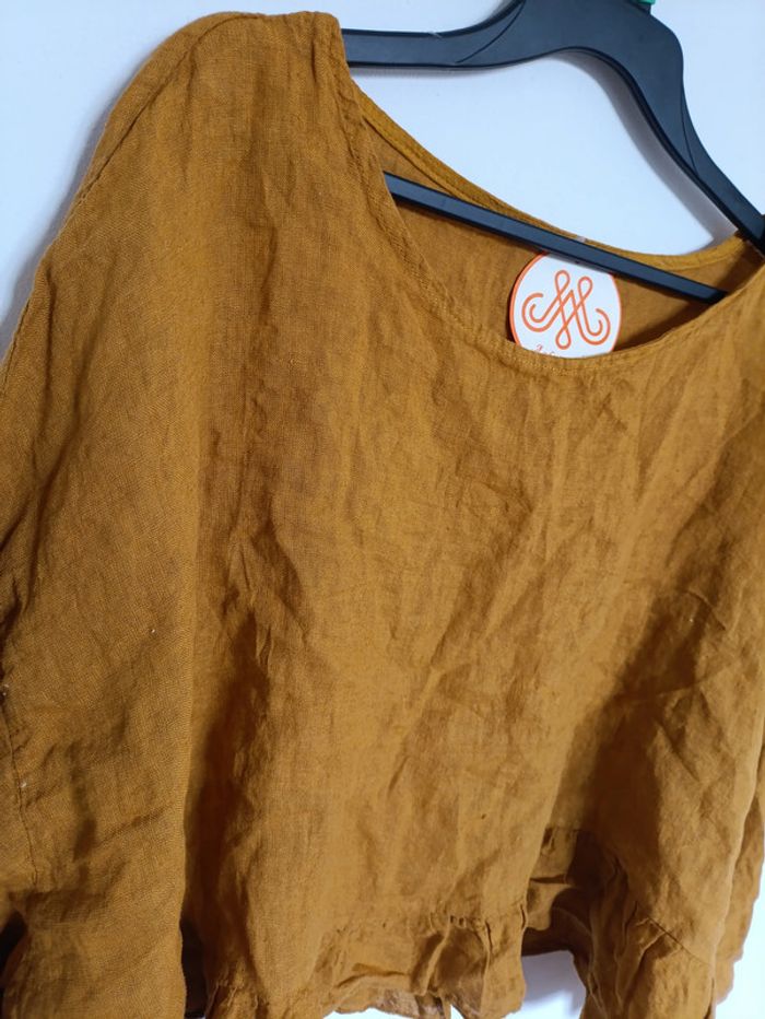 Blouse type poncho ample moutarde Aglaia Mia - photo numéro 2