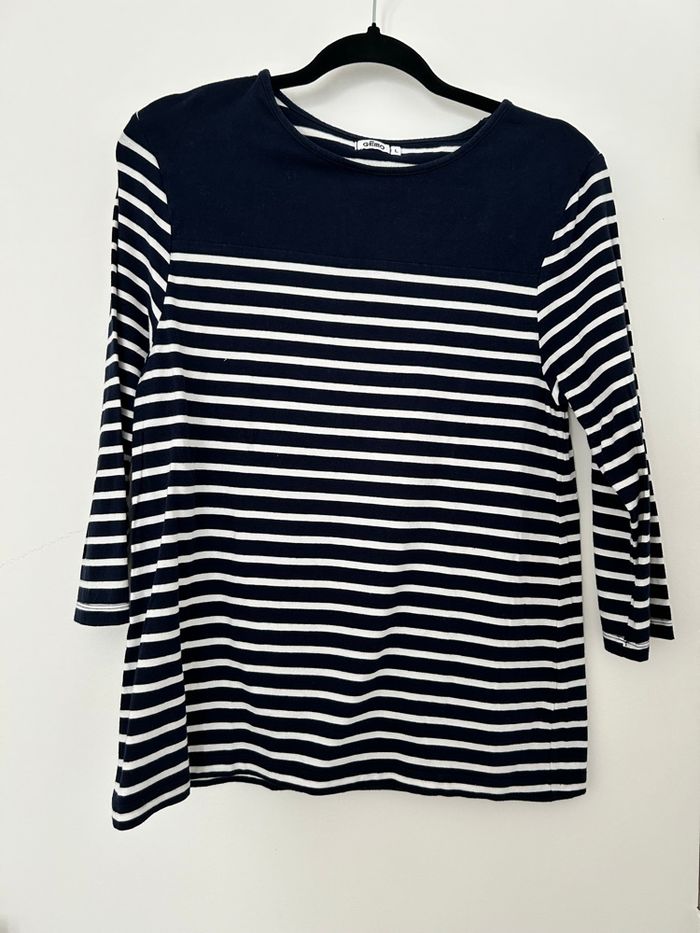 Lot 2 tshirts marinière manches 3/4 Gemo L - photo numéro 5