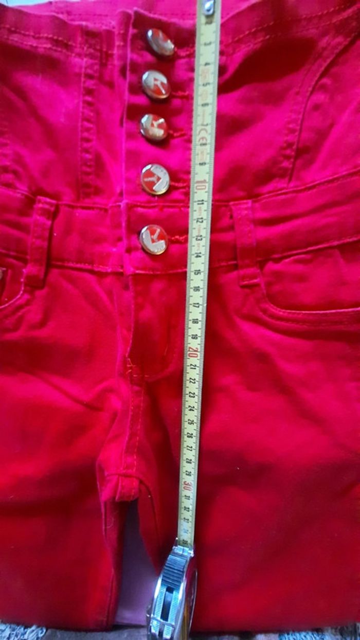 Pantalon taille haute rouge - photo numéro 6
