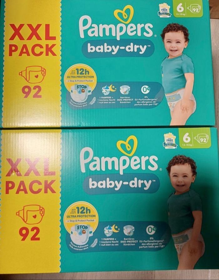 Lot de 2 cartons XXL couches Pampers taille 6
