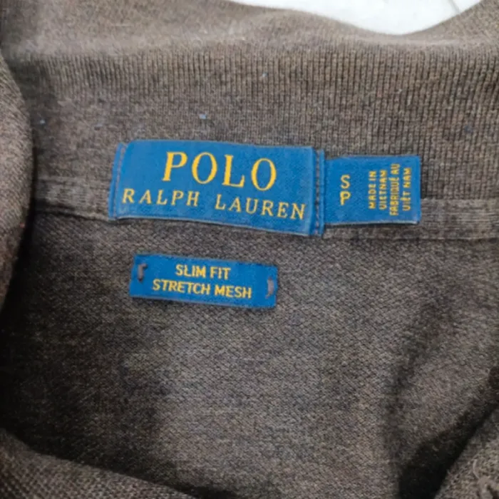 Polo marron slim fit Ralph Lauren en coton stretch, logo vert brodé, taille M homme A1197 - photo numéro 8