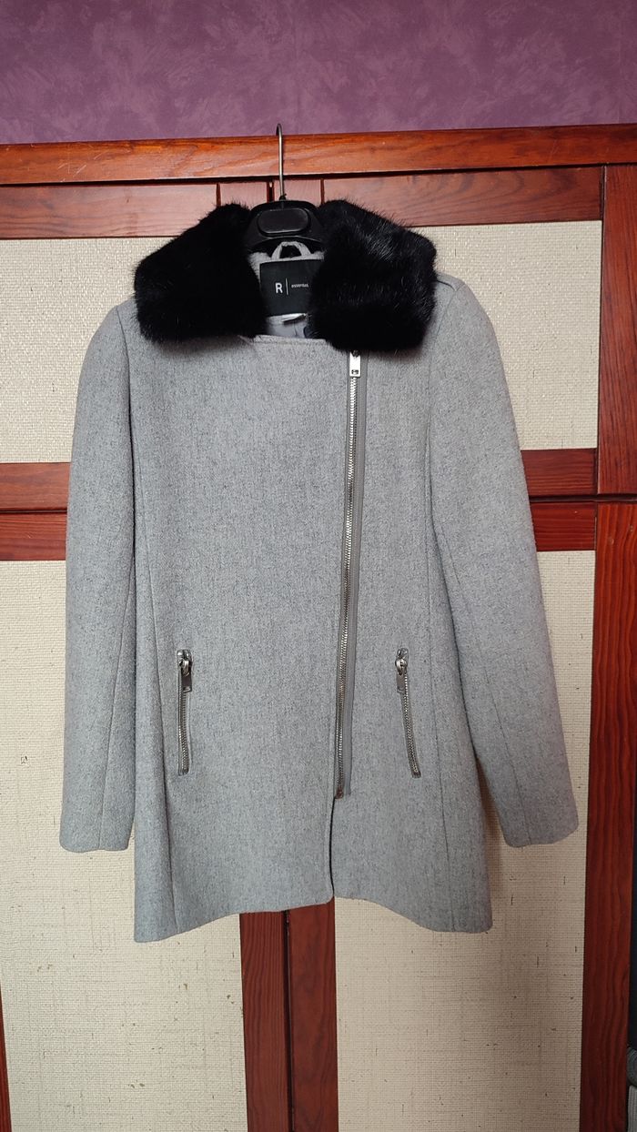 Manteau gris col amovible La redoute taille 34 - photo numéro 8