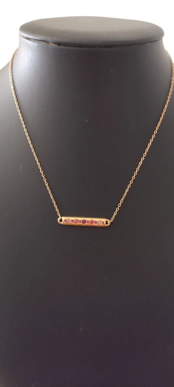 Collier barre strass rose Bohm - photo numéro 2