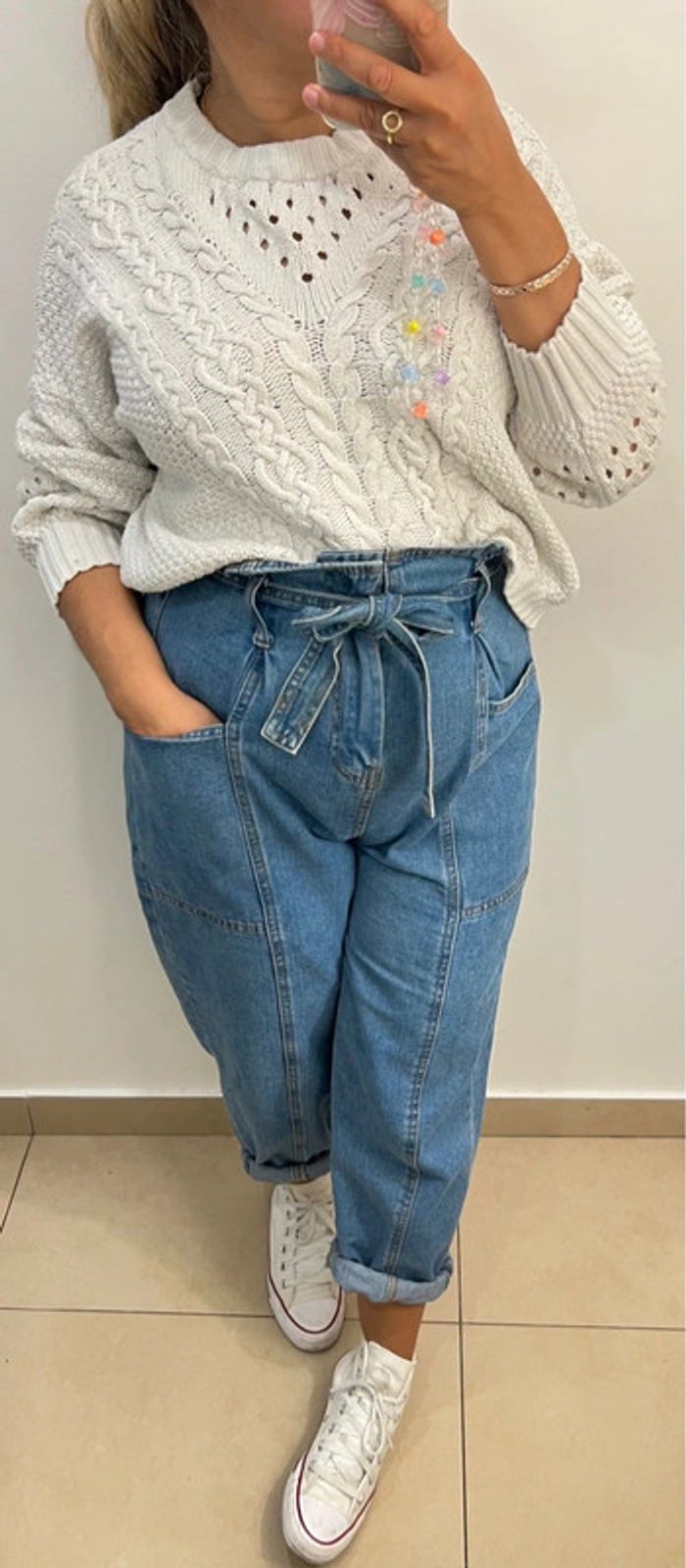 Petit Pull Court Maille Ajourée Taille M-L - photo numéro 4