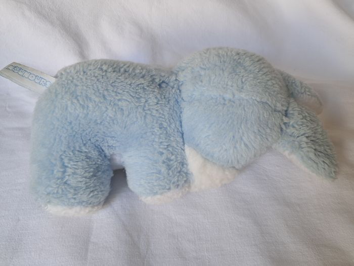 Peluche lapin bleu et blanc grelot marque nounours Hauteur 27 cm ancien vintage - photo numéro 9