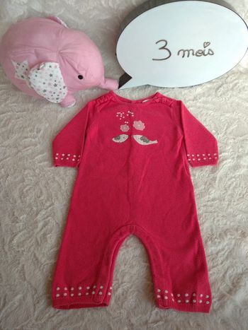 Combinaison hiver pyjama sans pied Fille 3 mois Oiseaux Dpam