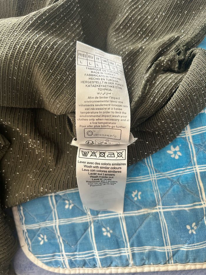 Blouse Naf Naf taille L kaki et fil métallisé - photo numéro 7