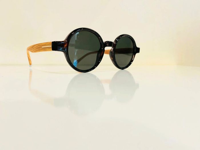 Lunette de soleil mixte ronde façon marron tigré bras effet bois taille moyenne - photo numéro 8