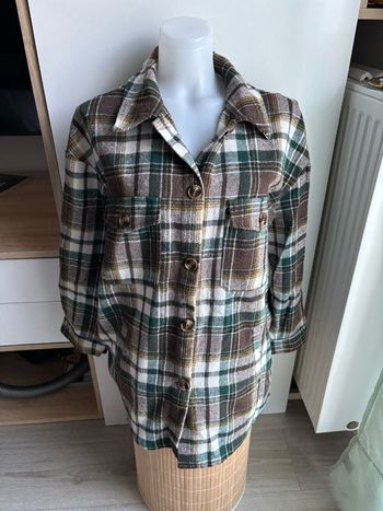 Veste sur chemise à carreaux marron vert taille M/L