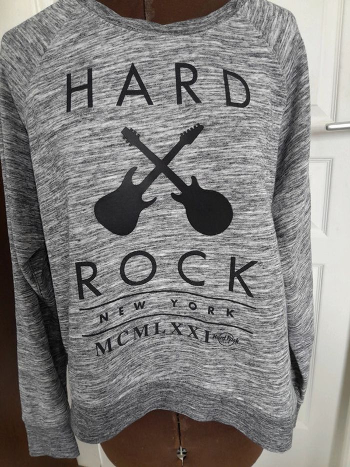 Sweat Hard rock gris chiné avec guitares - photo numéro 2