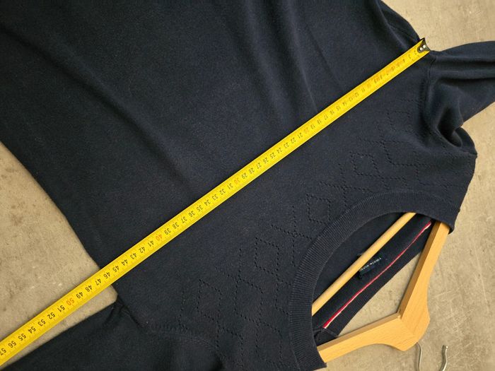 Pull Tommy Hilfiger col rond bleu marine M motif ajouré / chic casual - photo numéro 6