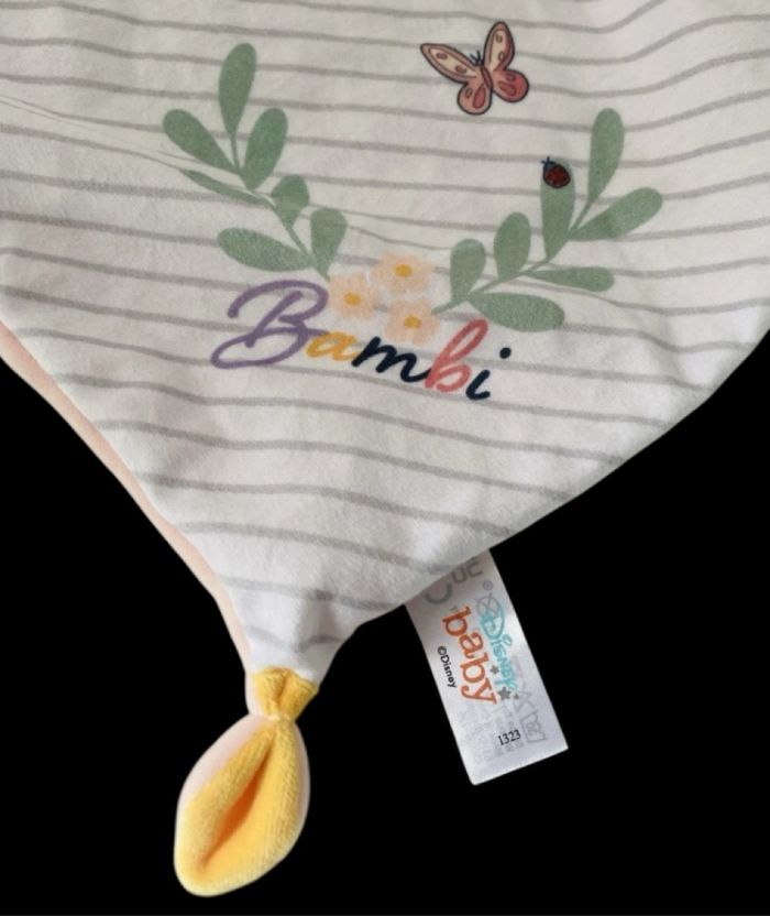 ❤️B5069 Doudou Plat Mouchoir Biche Faon Bambi DISNEY BABY NICOTOY Blanc Rose - photo numéro 3
