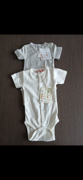 Lot 2 bodies manches courtes Du pareil au même 50 cm 0 mois