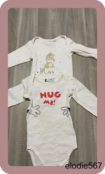 Lot de 2 body Disney 12 mois