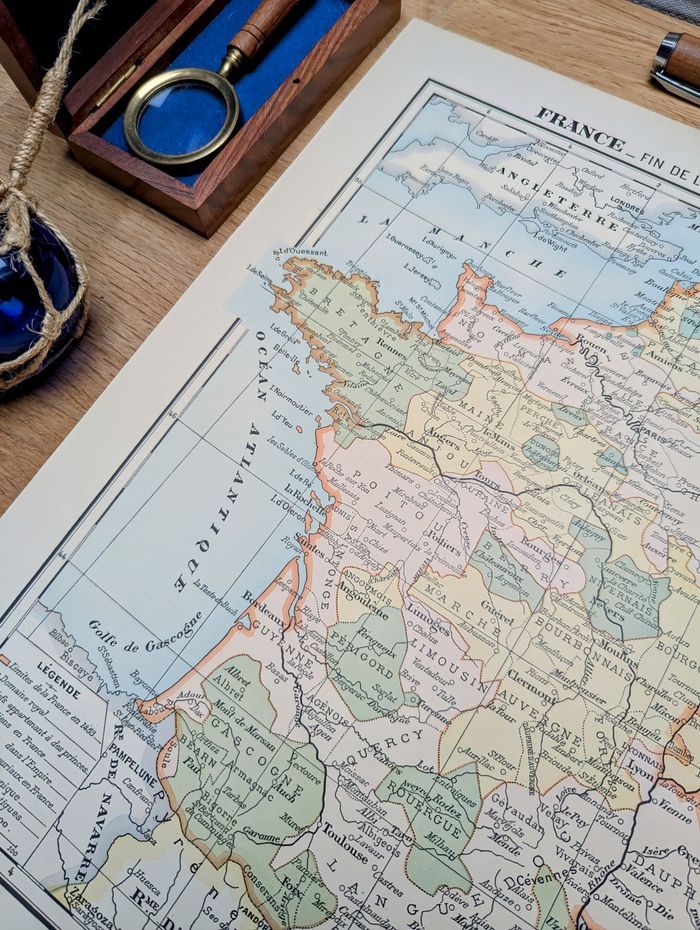 Imprimée en 1900, la France en 1453. Original Vintage Authentique. - photo numéro 7