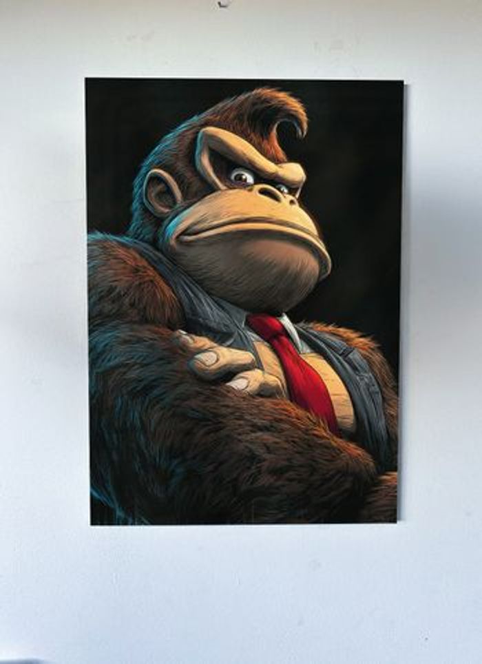 Poster métallique 30cm x 42cm Donkey Kong Mario + aimant mural fourni.